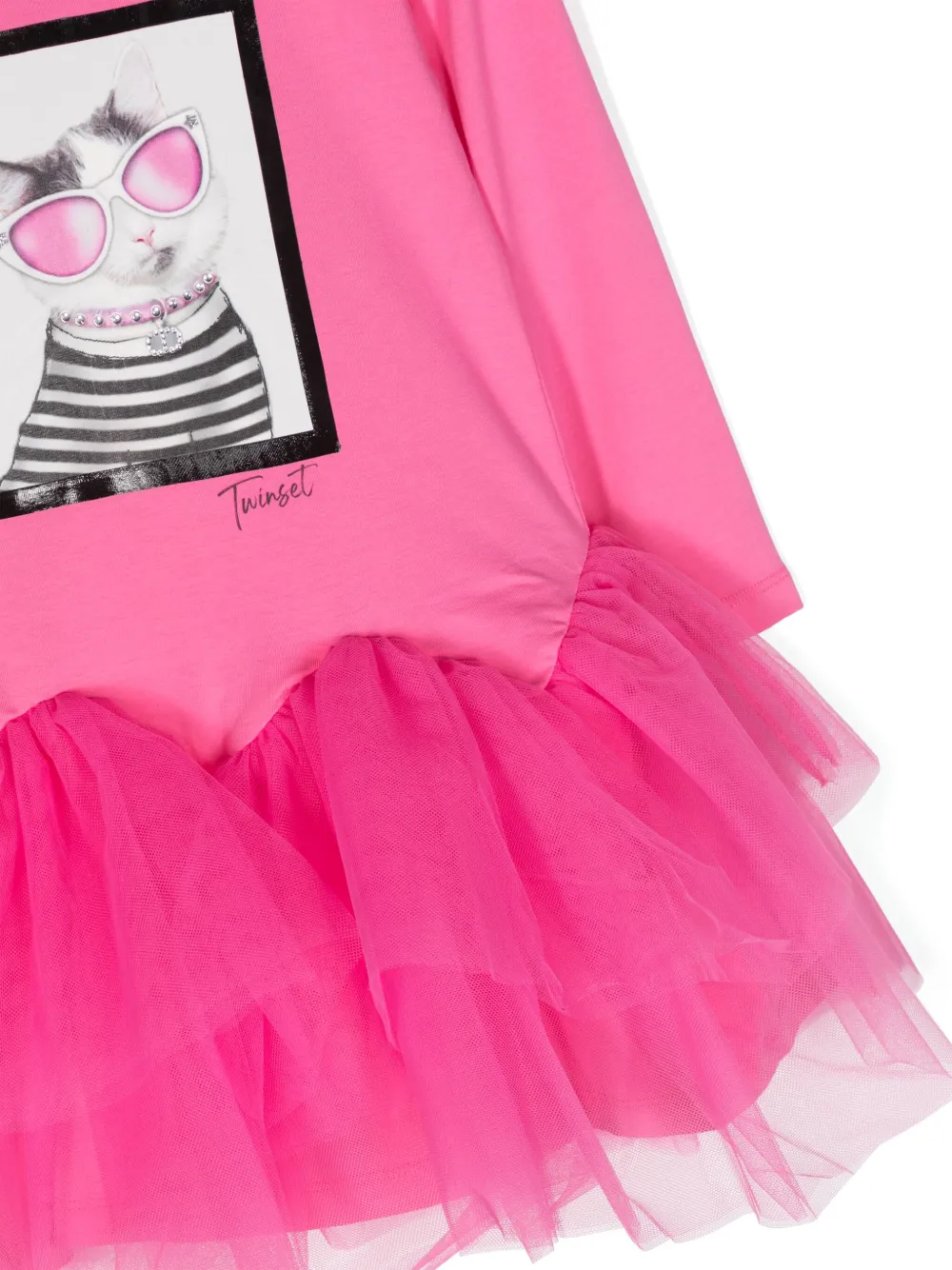 Платье мини с оборками и графичным принтом TWINSET Kids, розовый — фото 3