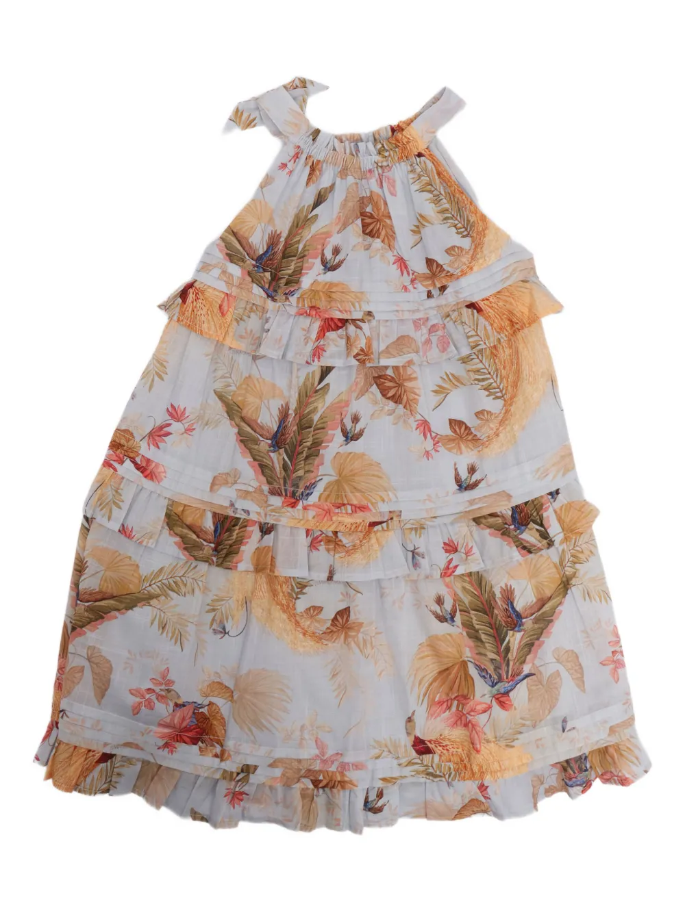 

Платье с оборками и цветочным принтом ZIMMERMANN Kids, синий