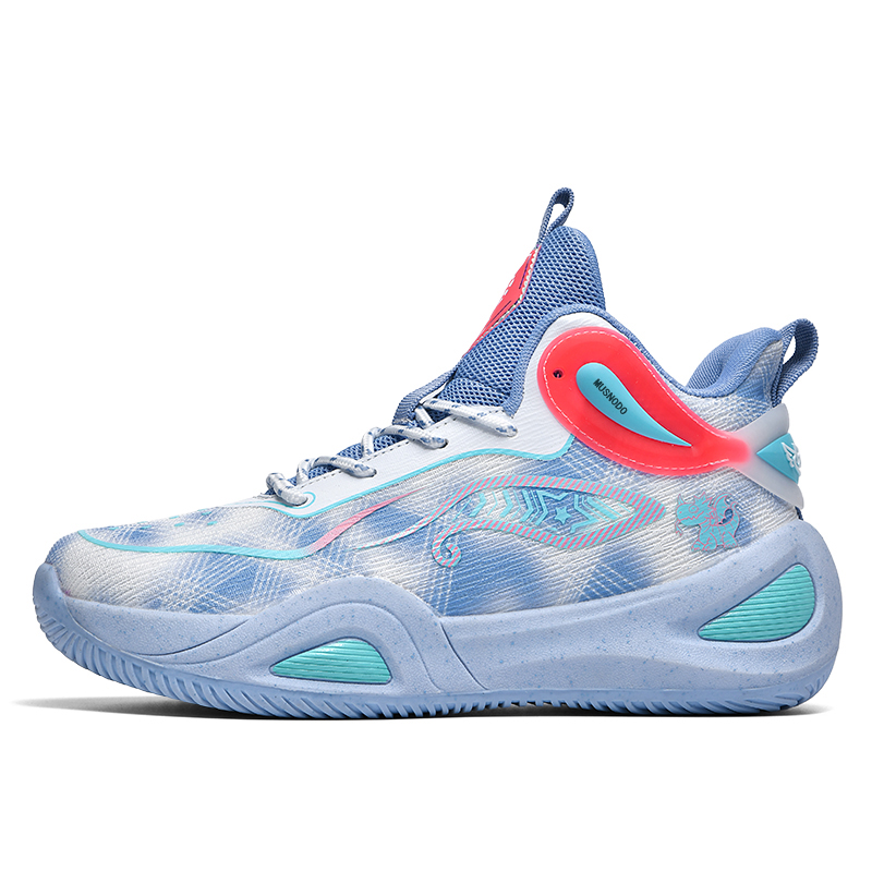 

MUSNODO Амортизирующие нескользящие износостойкие дышащие баскетбольные кроссовки мид-топ унисекс бело-синие, цвет White Blue