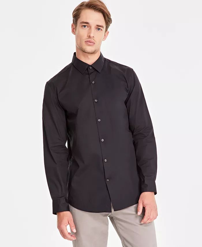 

Мужская классическая рубашка Modern Classic-Fit Stretch Solid Button-Down Alfani, черный