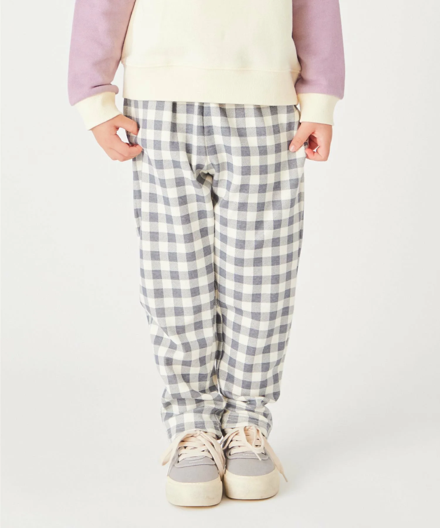 Брюки зауженного к щиколотке цвета флиса Ever Closet, Ivory x Gray A