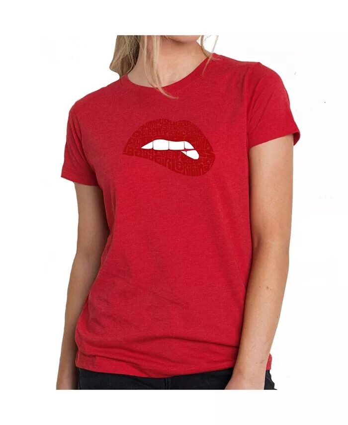 

Женская футболка премиум-класса Word Art - Savage Lips LA Pop Art, красный