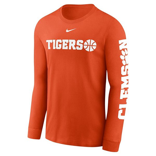 Мужская оранжевая футболка с длинным рукавом Clemson Tigers Basketball Icon Two-Hit Nike — фото 3
