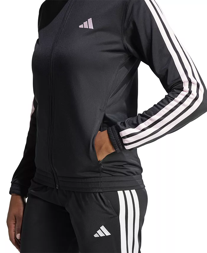 Женская трикотажная куртка Track Jacket с тремя полосками adidas, черный — фото 3