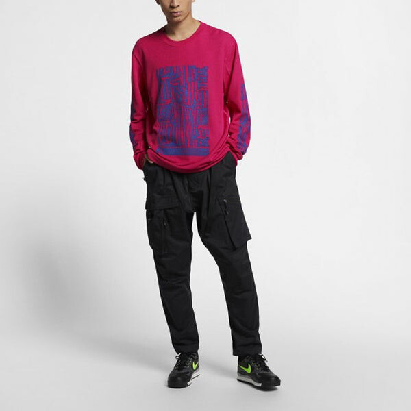 Толстовка Men's Nike ACG Waffle Casual Sports Printing Pullover Long Sleeves Rose Red, красный — фото 2