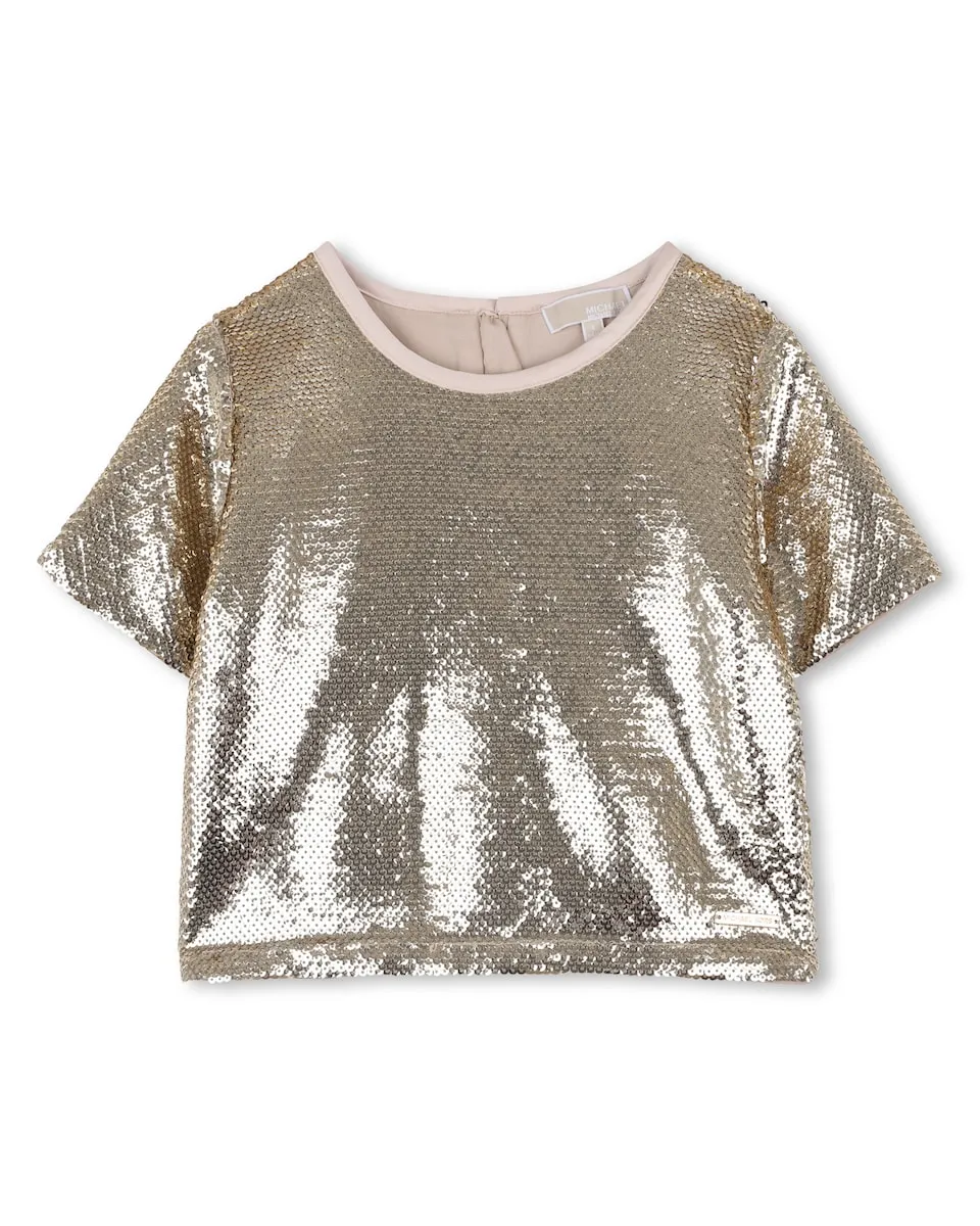 

Детская блузка золотого цвета с коротким рукавом Michael Kors