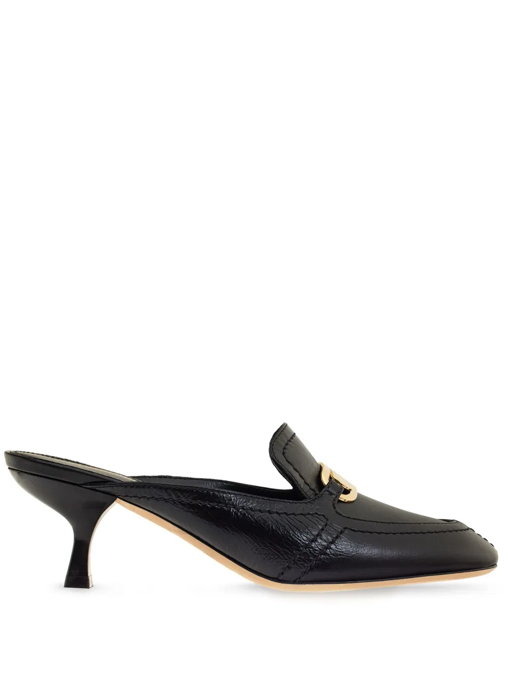 Мюли с тиснением под кожу крокодила Ferragamo, черный