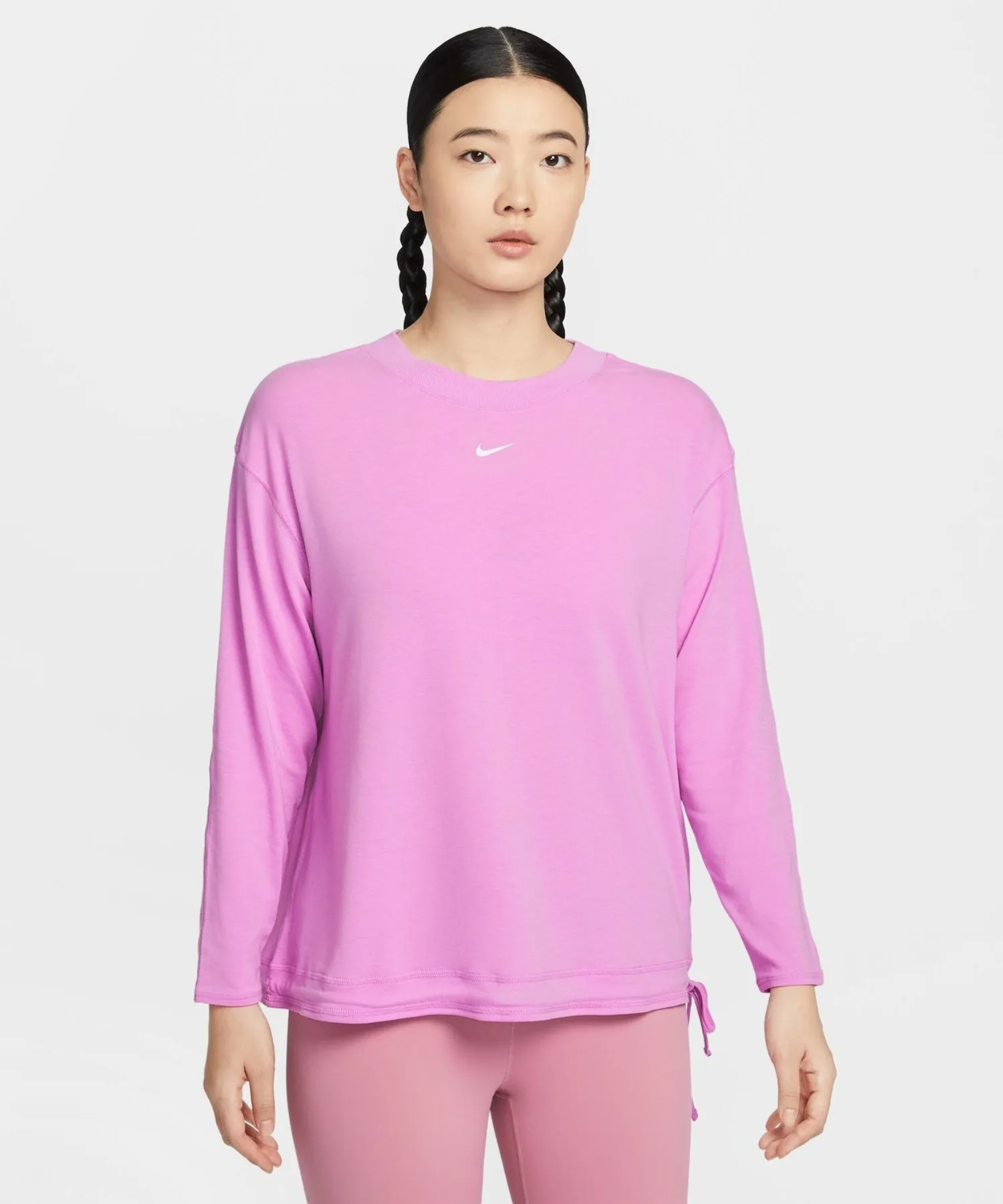Женский топ Nike One Relaxed DF L/S красный фиолетовый