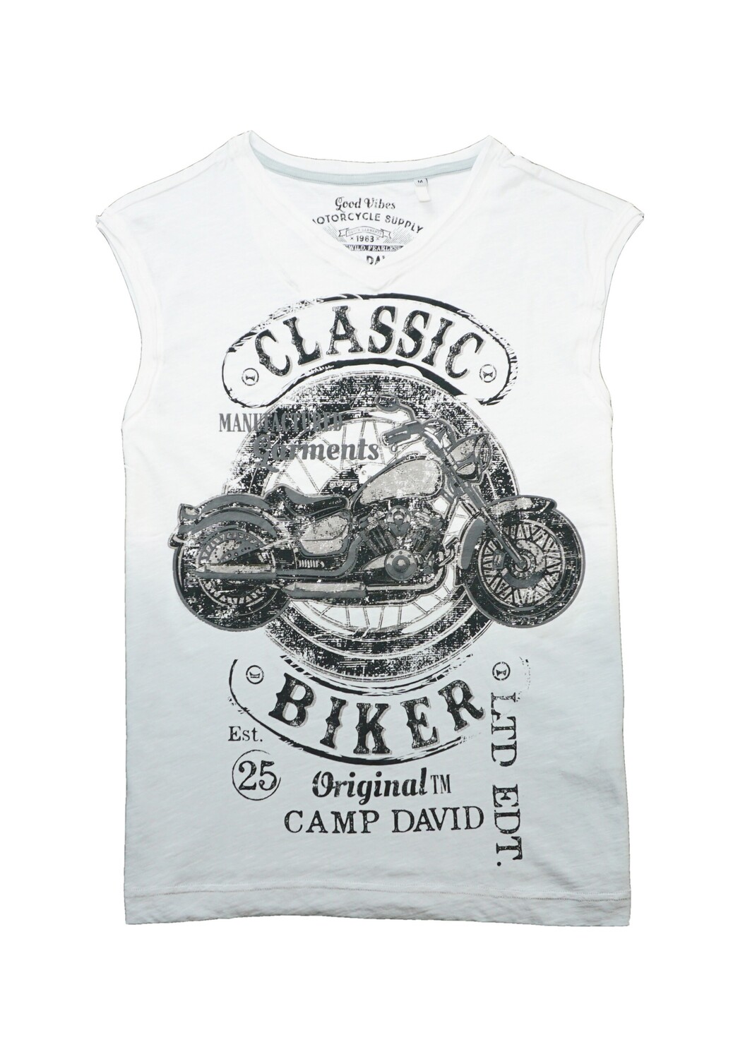 

Футболка CAMP DAVID Tank Top 'Road Rebel', белый