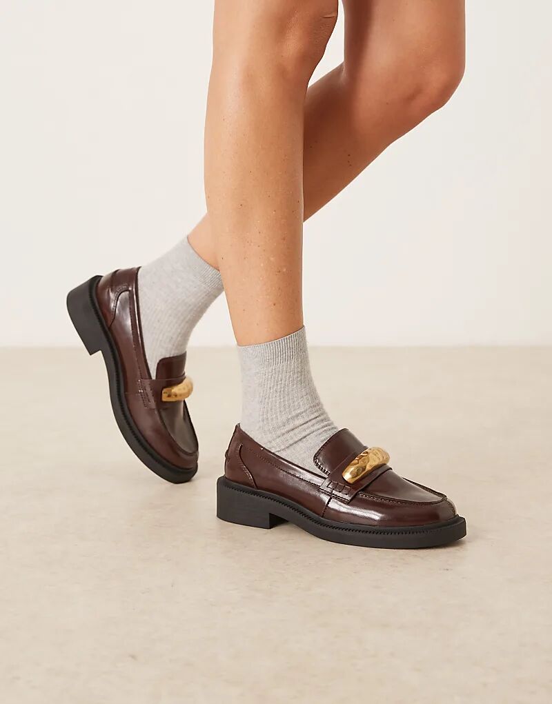 Широкие лоферы ASOS DESIGN с отделкой Mistral коричневого цвета