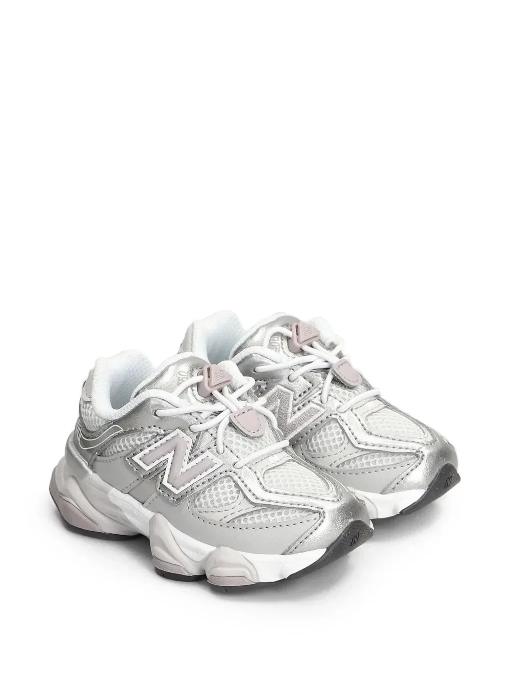 Кроссовки 9060 Bungee со вставками из сетки и шнуровкой New Balance Kids, серебряный — фото 4