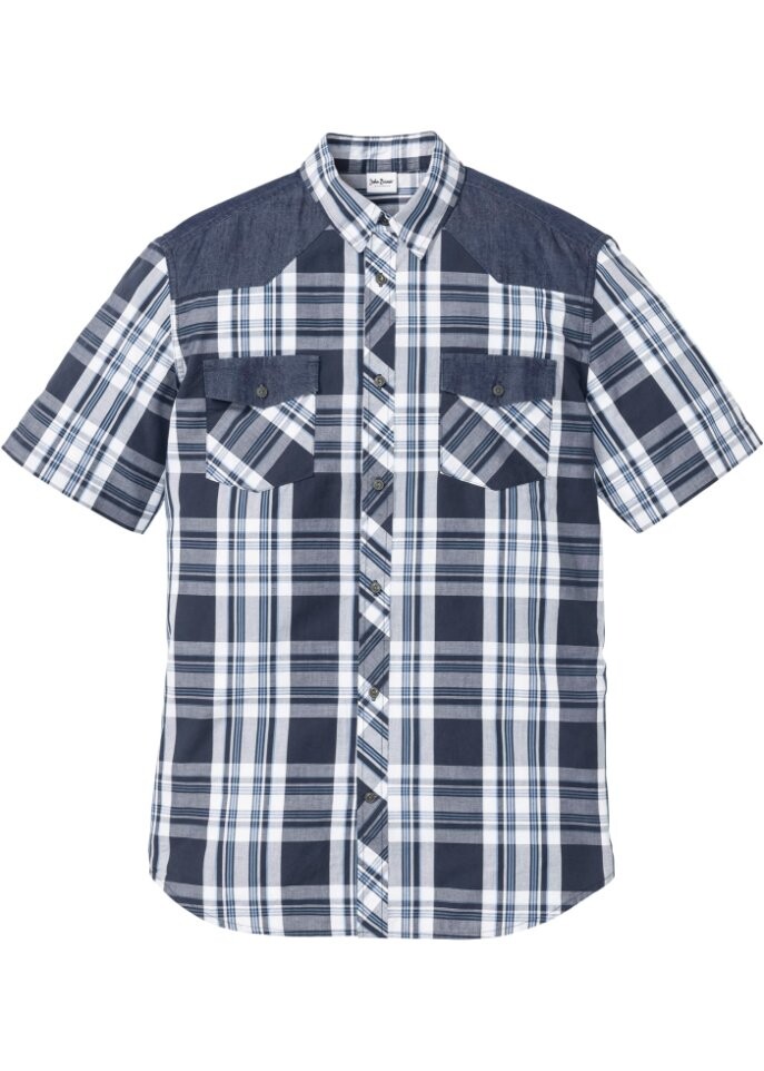 

Рубашка с короткими рукавами и джинсовой отделкой John Baner Jeanswear, синий