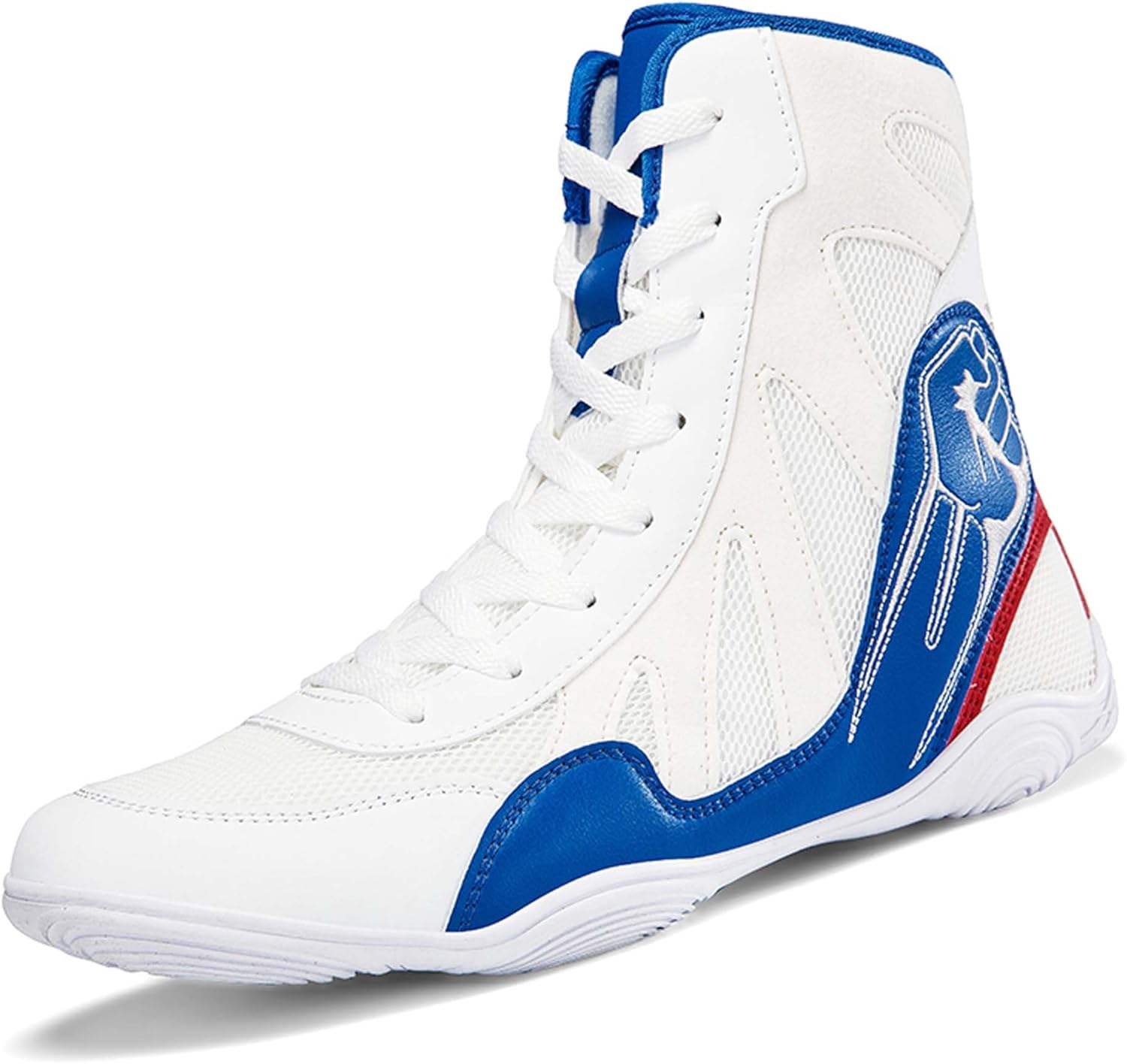 

Мужские и женские профессиональные боксерские кроссовки, боевые ботинки для молодежных соревнований по борьбе, нескользящие дышащие кроссовки для тяжелой атлетики и фитнеса, многофункциональные кроссовки Generic, белый/голубой/небесно-голубой