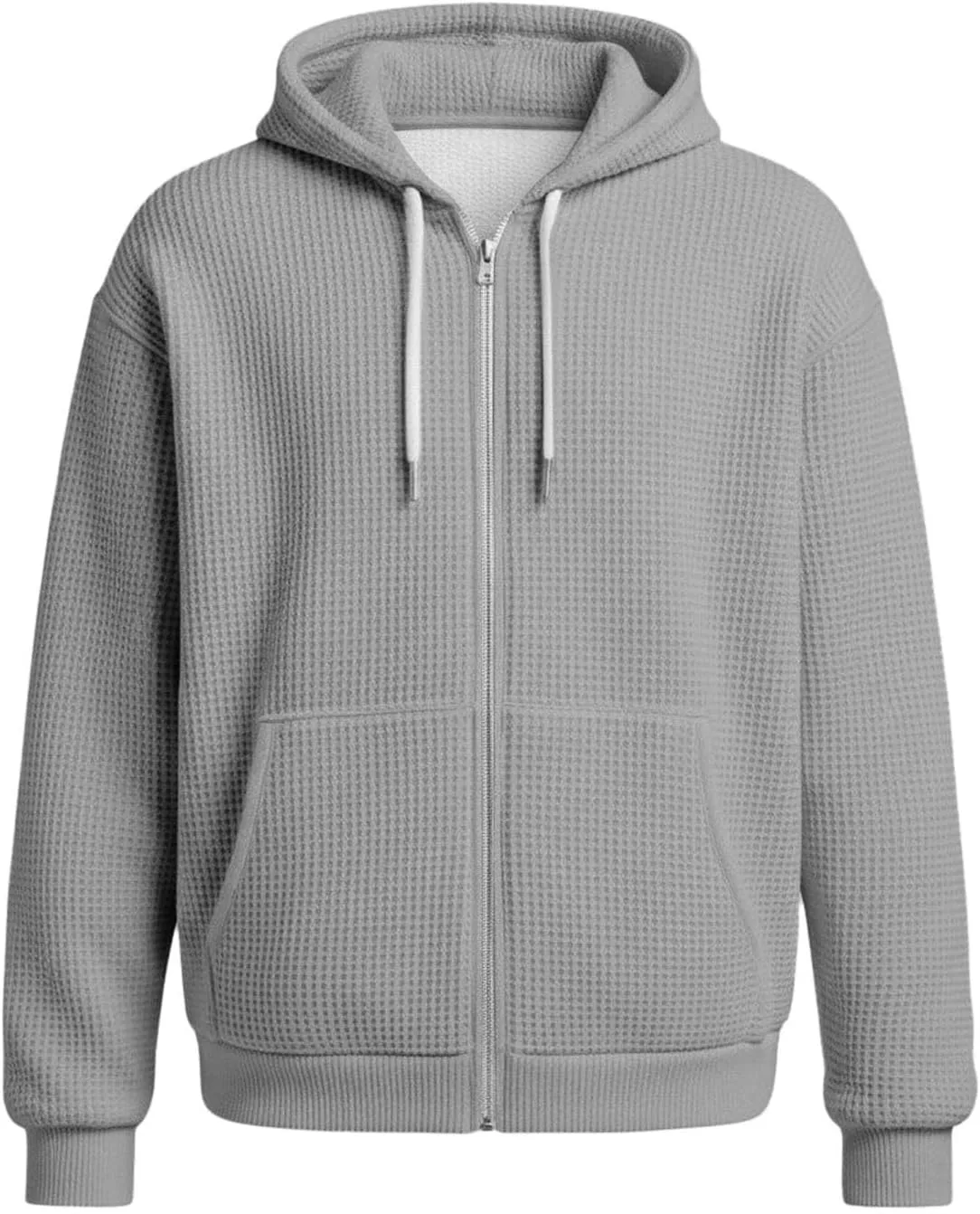 Толстовка с капюшоном Zip Up, оверсайз, из вафельной ткани — фото 3