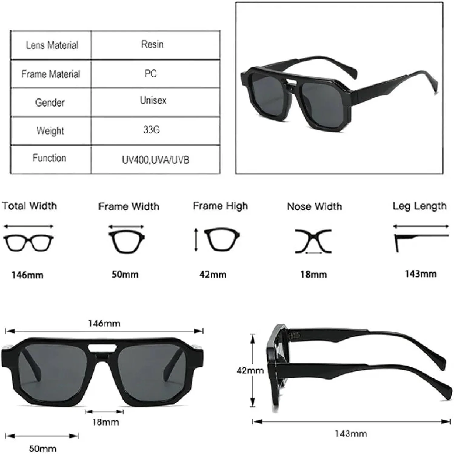 

Солнцезащитные очки с двойной перемычкой для женщин, градиентный дизайн, модная оправа для мужчин, ретро-панк, защита от УФ-излучения UV400 TVTBBVV, Green Clear