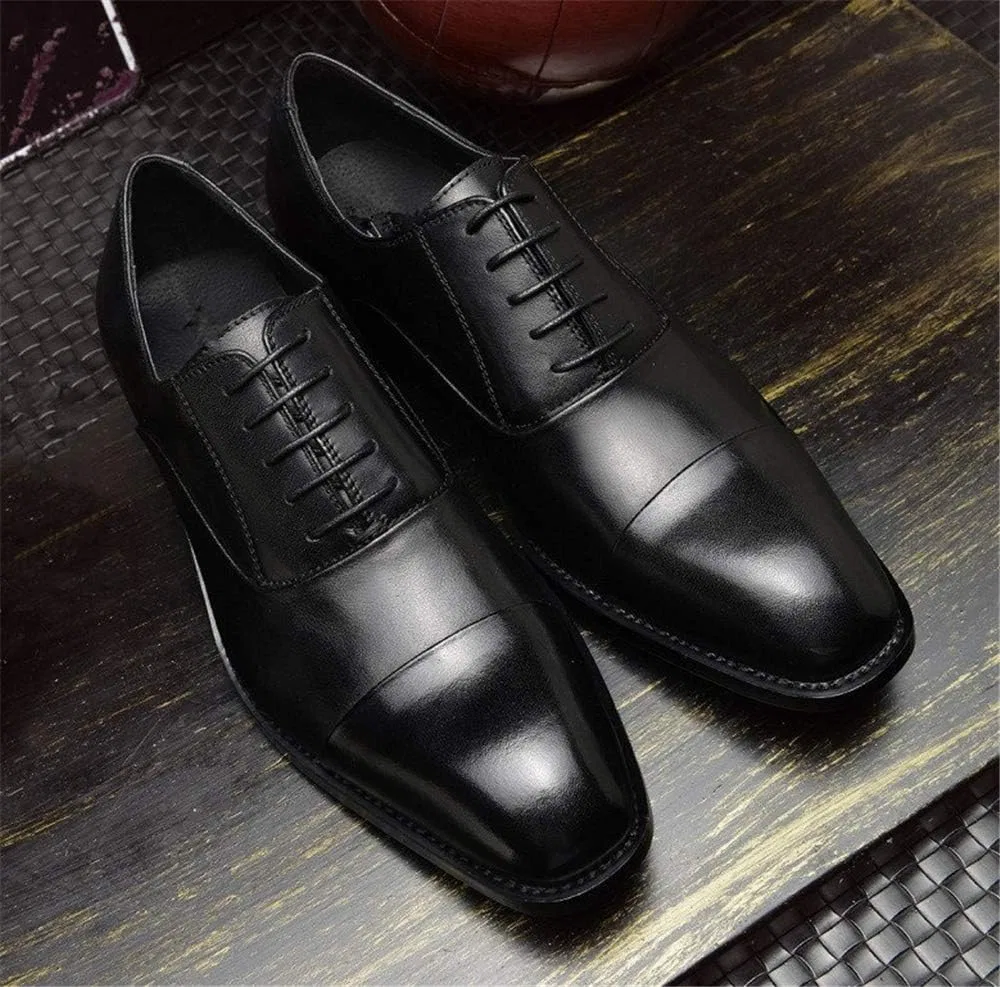 Туфли Kleid Oxford Formale Schuhe für Männer Schnürmütze Zehen Leder Gummi Sole Non Slip Low Top Anti-Slip Classic Classic Generic, Schwarz — фото 2
