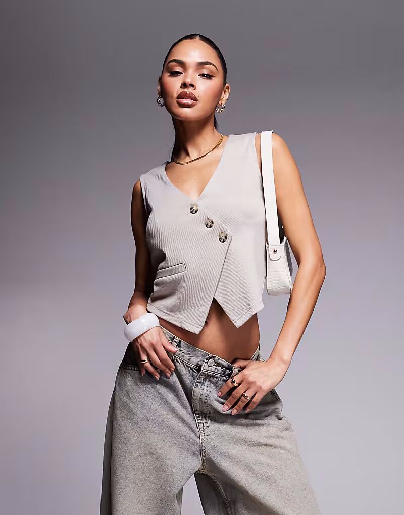 

ASOS DESIGN асимметричный жилет-топ в каменном цвете