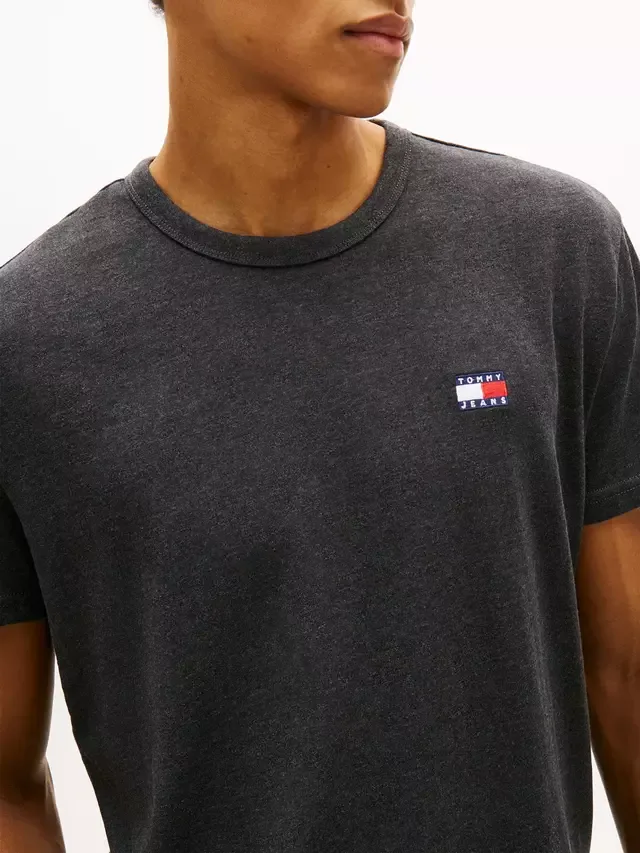 Хлопковая футболка прямого кроя с коротким рукавом и логотипом Tommy Hilfiger, Black — фото 4