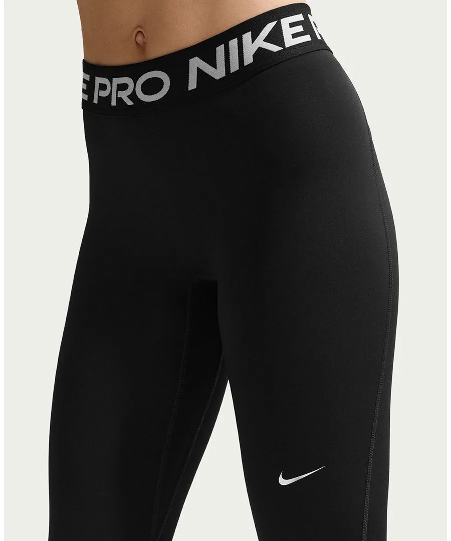 Женские леггинсы средней посадки полной длины Nike, Black/White — фото 2