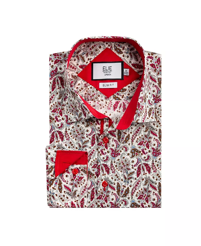 

Рубашка для мальчиков-подростков Slim Fit с принтом пейсли Elie Balleh, красный