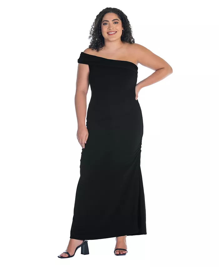 

Вечернее платье макси с запахом и драпировкой Plus Size с одним плечом Mermaid 24seven Comfort Apparel, красный