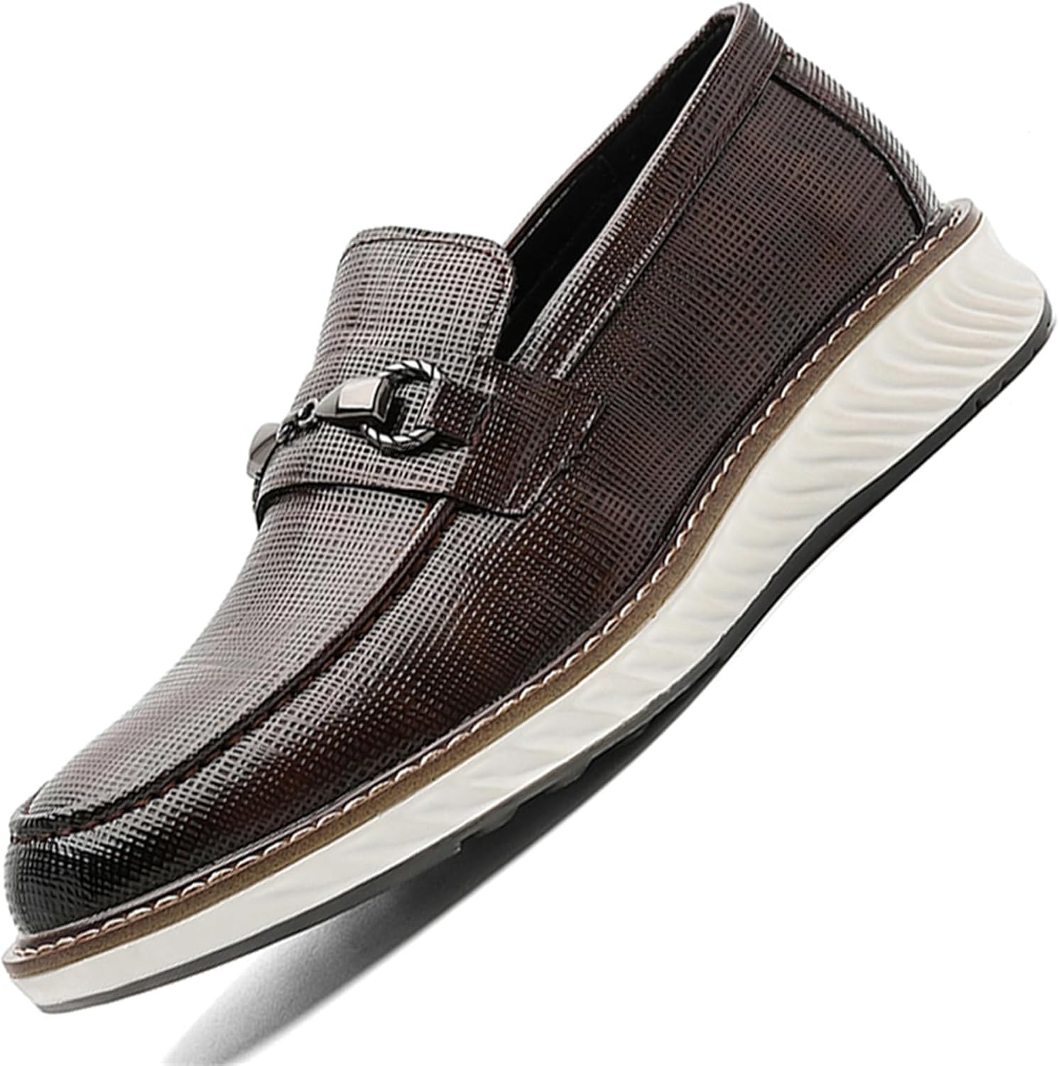 

Мужские повседневные слипоны GEZYKAO, туфли-лоферы для делового стиля, формальные лоферы для мужчин, Coffee（with Height-increasing Insoles）