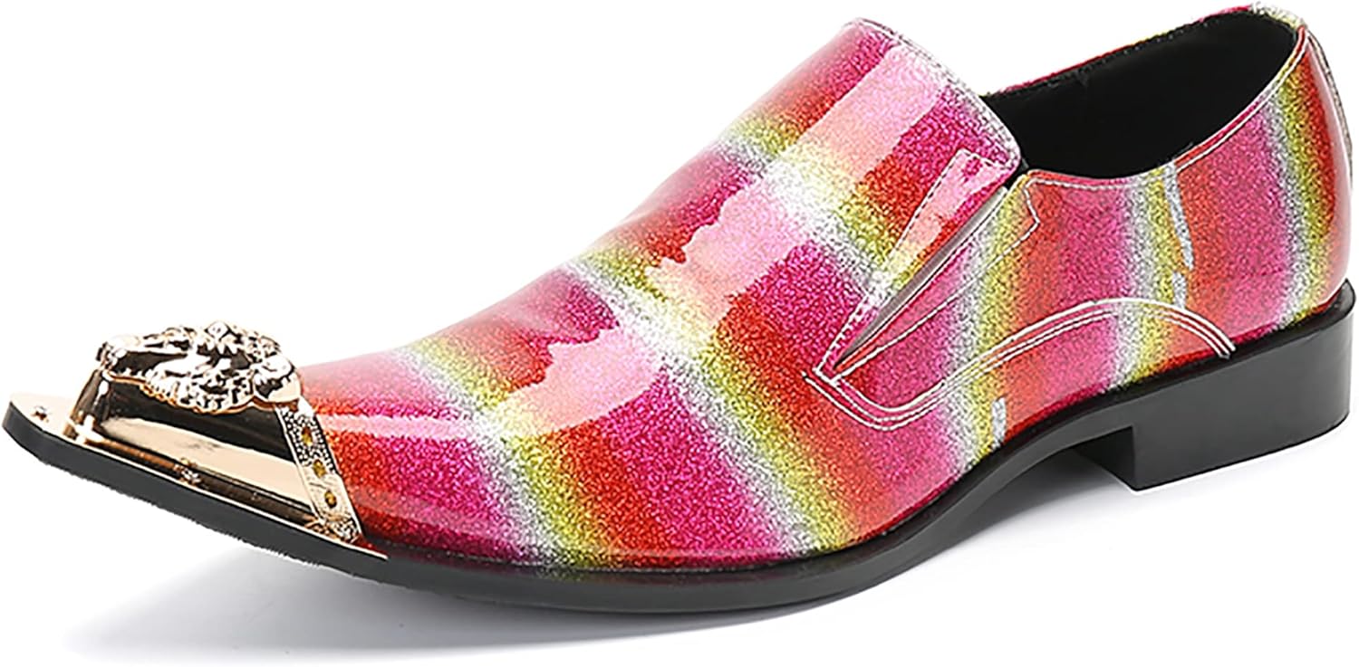 

Мужские лоферы Santimon, слипоны, повседневная и официальная обувь розового цвета, из натуральной кожи, с металлической пряжкой на носке, модные мокасины для выпускного, свадьбы, торжеств, диско, вечеринки, вестерн для мужчин