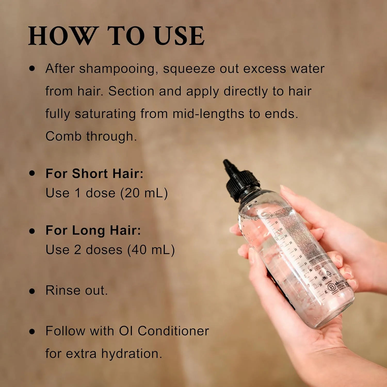 Davines OI Liquid Luster, легкий уход для волос для мгновенного стеклянного блеска - смягчает, распутывает и полирует волосы за секунды с маслом руку - ополаскивающая полирующая жидкость, 300 мл — фото 4