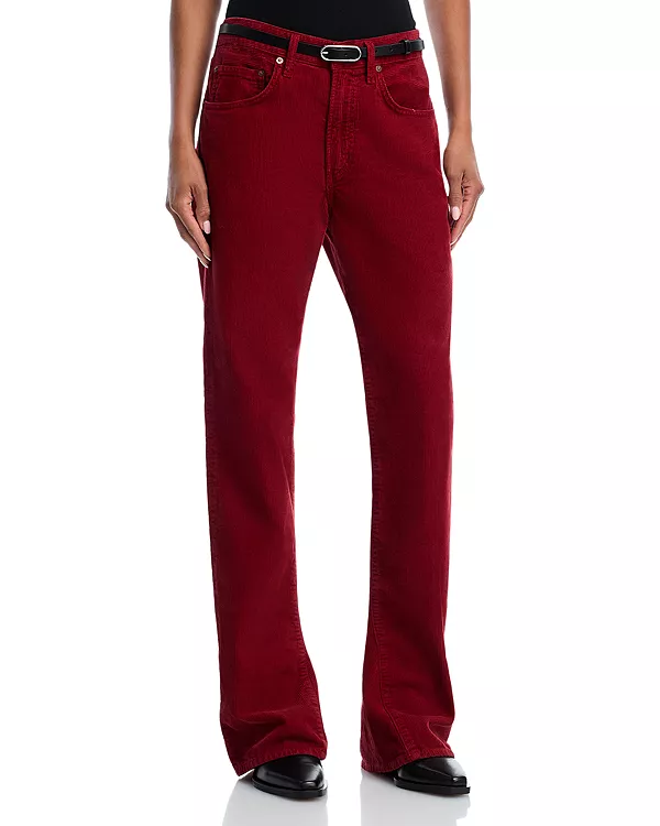 

Вельветовые джинсы средней посадки в стиле «кикбот» кирпичного цвета Agolde, красный