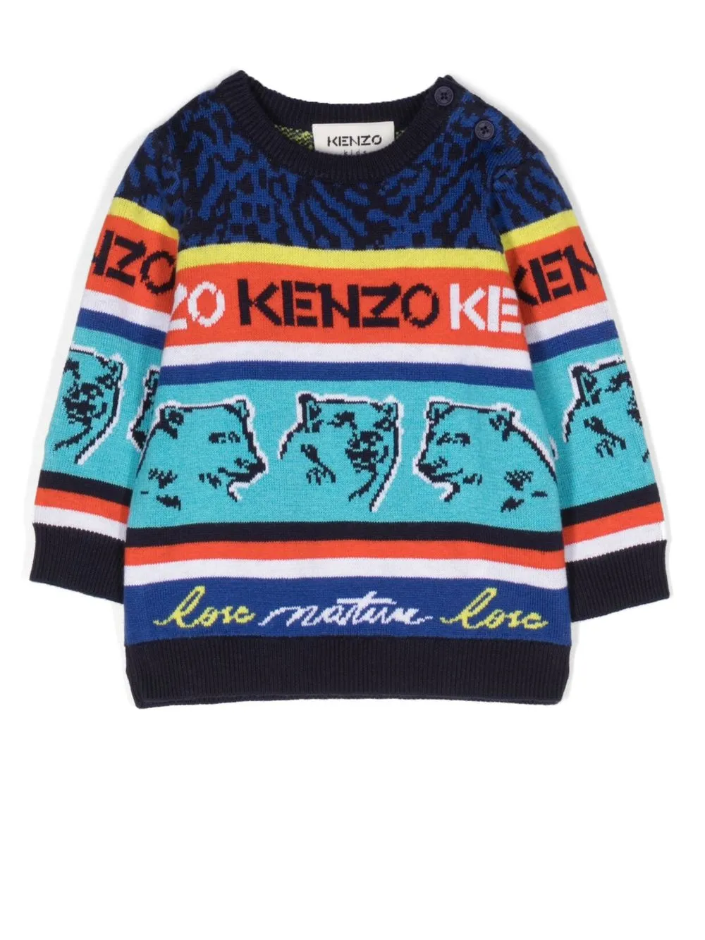 

Джемпер с жаккардовым логотипом Kenzo Kids, синий