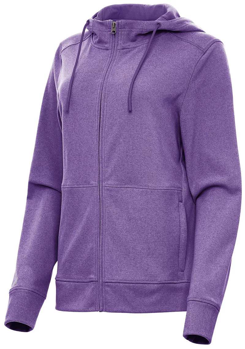 

Женская толстовка для гольфа с молнией во всю длину Antigua Seeker, цвет Dark Purple Heather