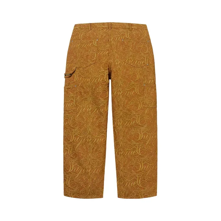 Брюки Supreme Script Jacquard Double Knee Denim Painter Pant 'Brown' — фото 2