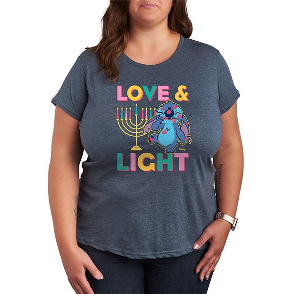 

Футболка с принтом Lilo & Stitch Love & Light Plus Size Disney, Heather Blue