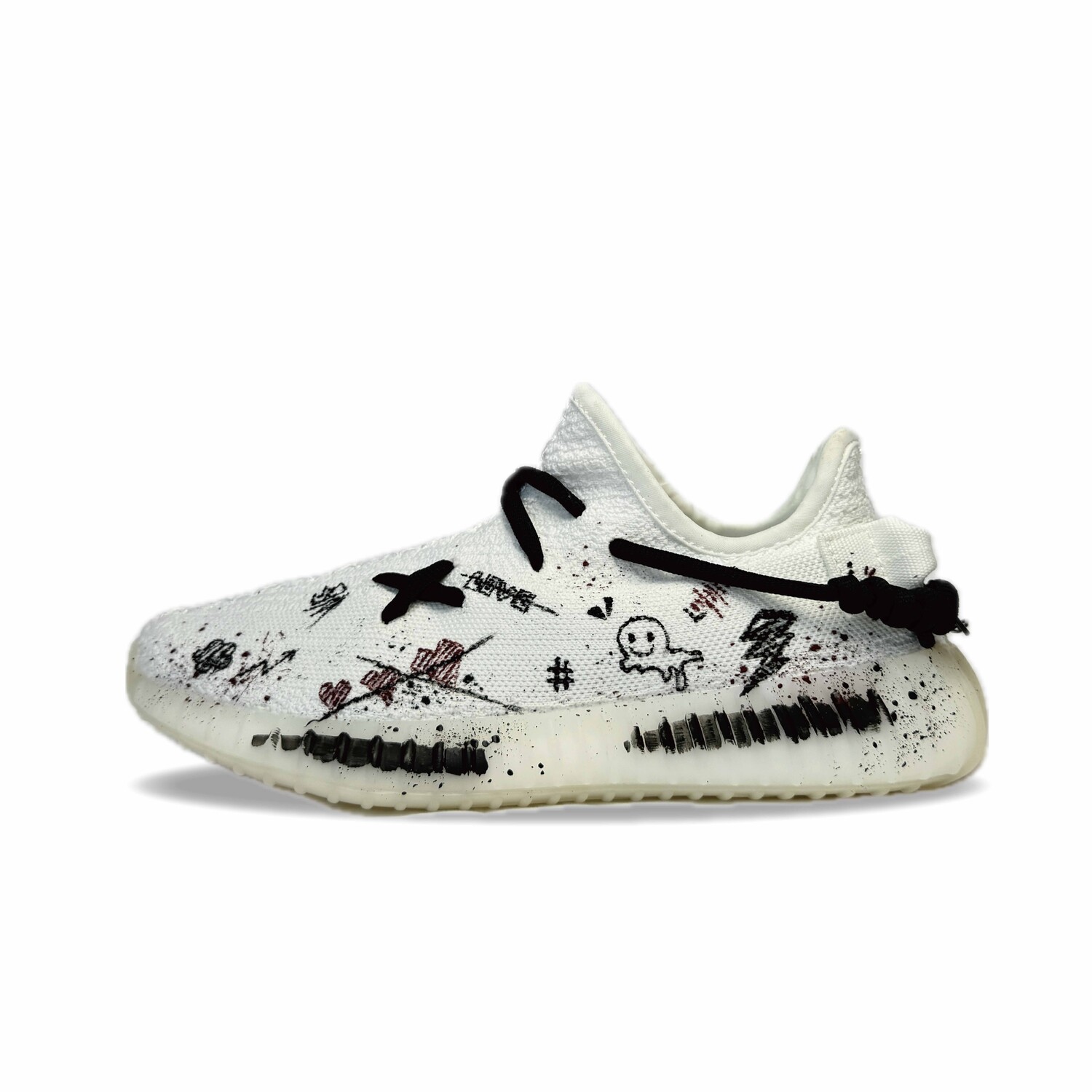 Кроссовки adidas originals Yeezy Boost 350 V2 Lifestyle Shoes Unisex Low-top Black/White/Red, белый