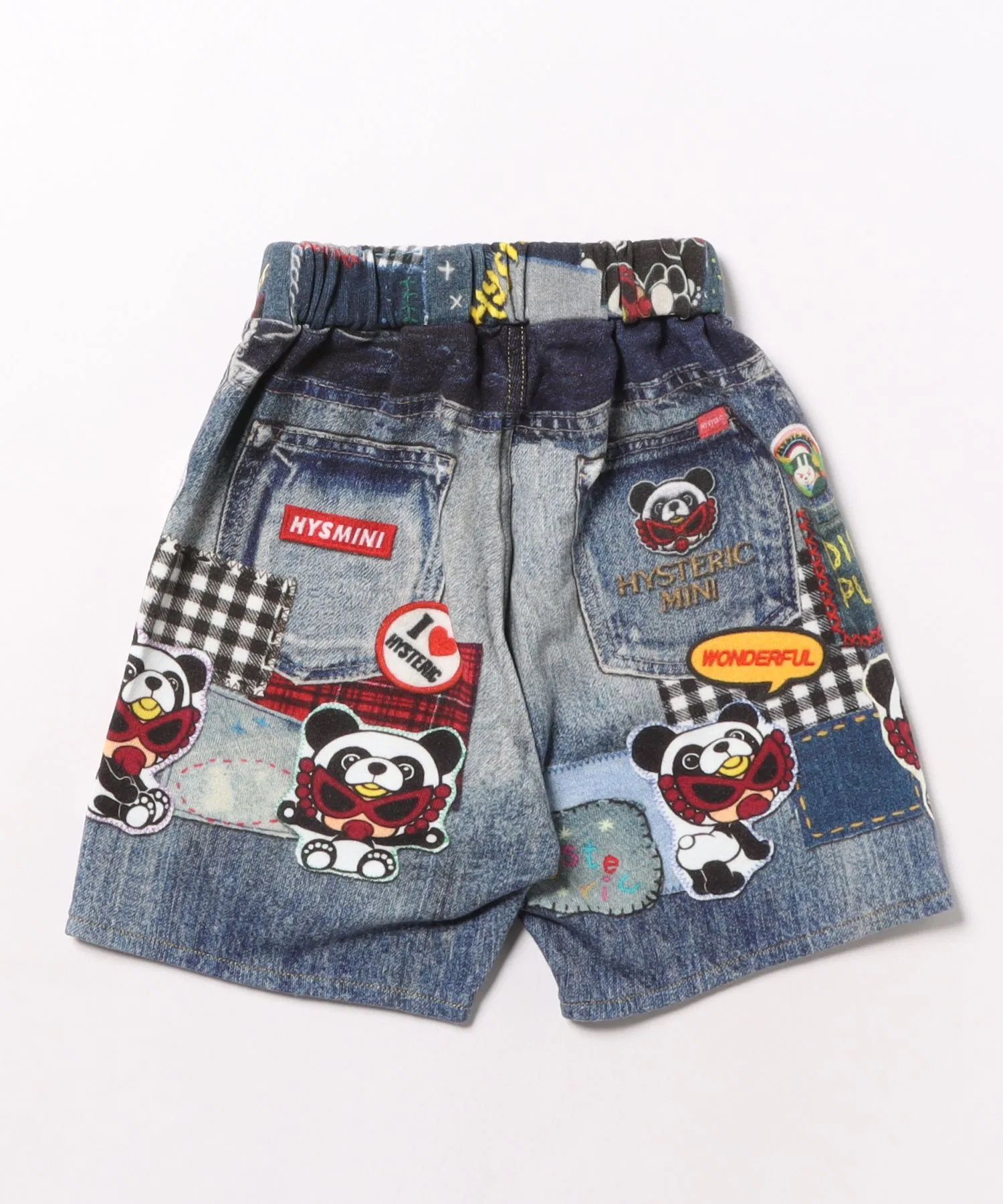 Детские шорты HYSTERIC MINI из денима с принтом PANDA MINI тёмно-синие — фото 2