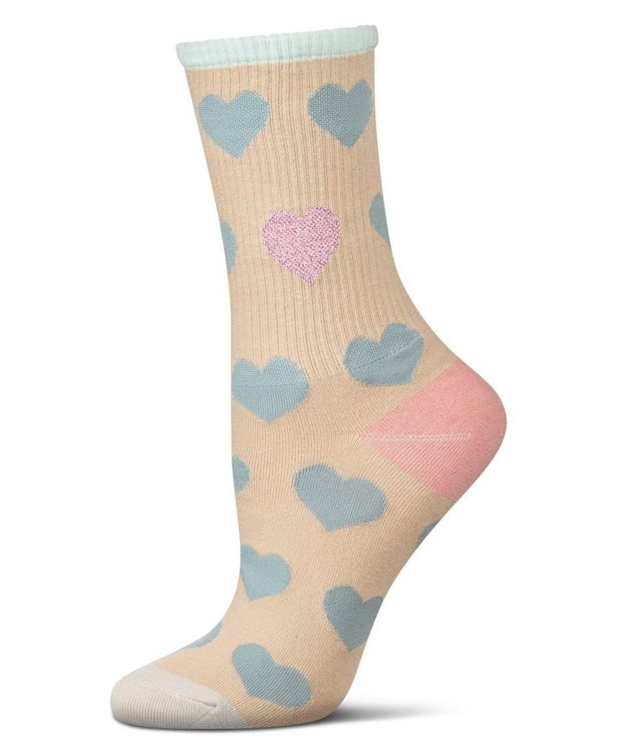 

Женские носки Radiate Love Glitter Heart Crew Socks MeMoi, Cement