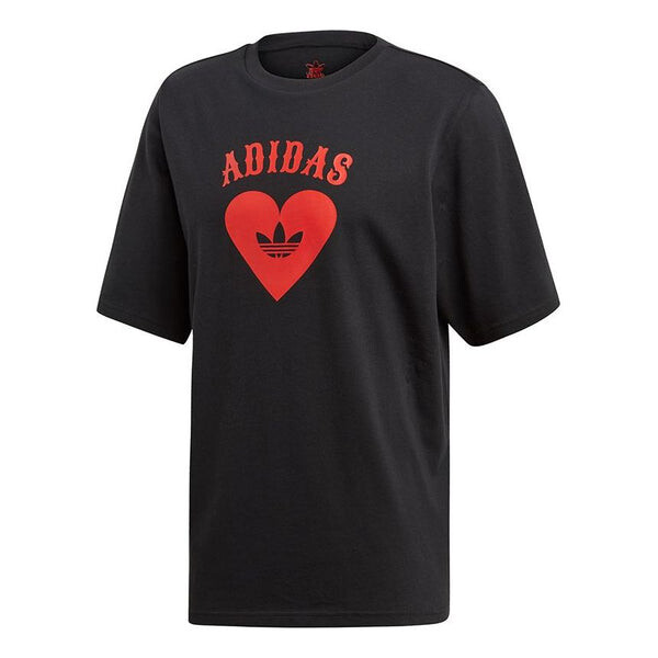 

Футболка originals v day tee casual sports love breathable short sleeve black Adidas, черный