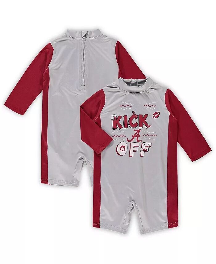 Детский унисекс серый и малиновый Alabama Crimson Tide Wave Runner гидрокостюм Outerstuff — фото 2