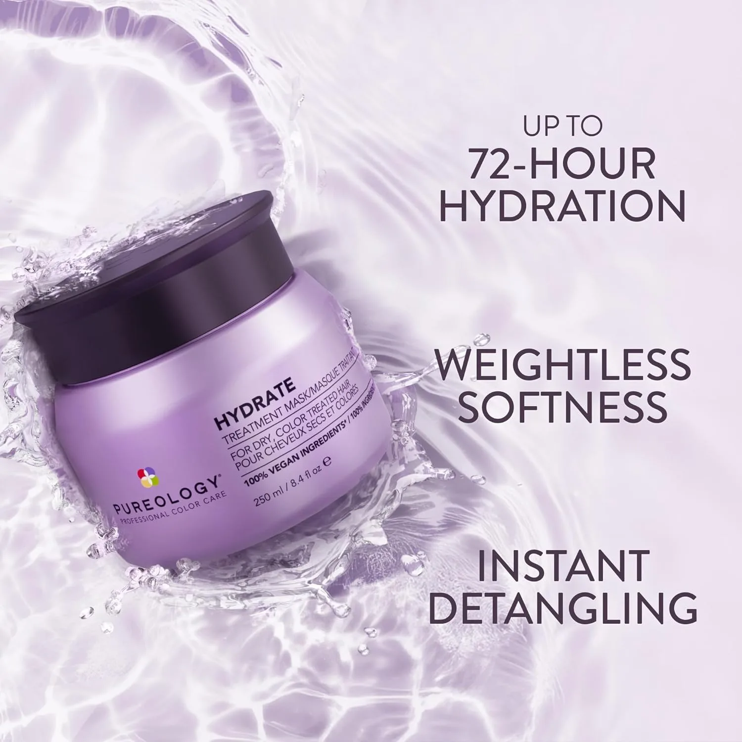 Увлажняющая маска для волос Pureology Hydrate Hair Treatment Mask - глубоко увлажняющая маска для сухих или окрашенных волос, мгновенно придает блеск и облегчает расчесывание. — фото 3