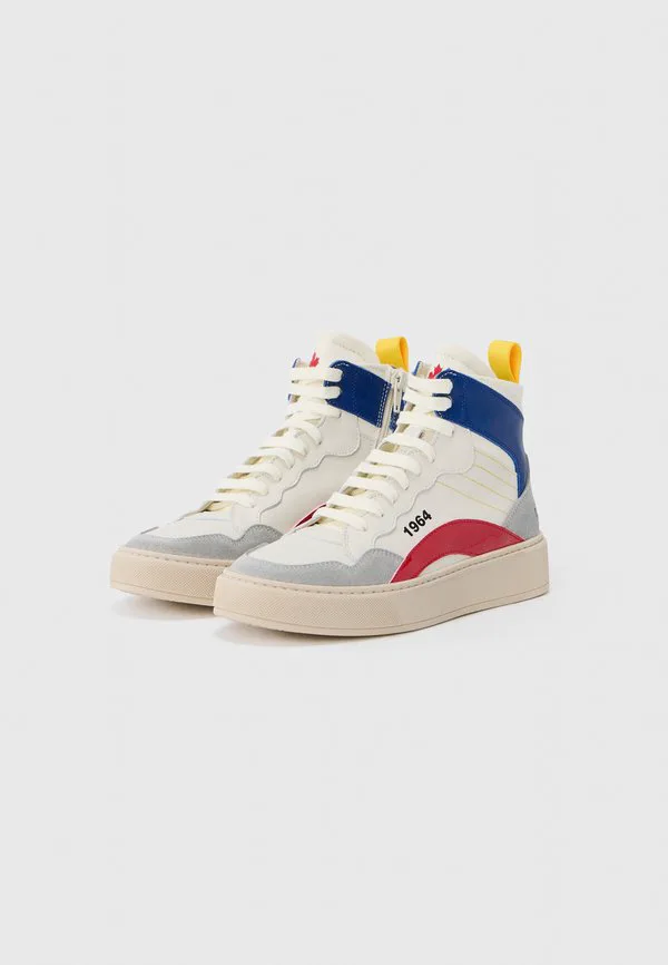 Унисекс высокие кроссовки Dsquared2, Off White/Grey/Cobalt/Yellow — фото 2