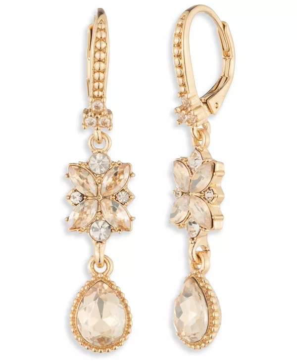 

Двойные серьги-подвески из стеклянного хрусталя Marchesa, gold