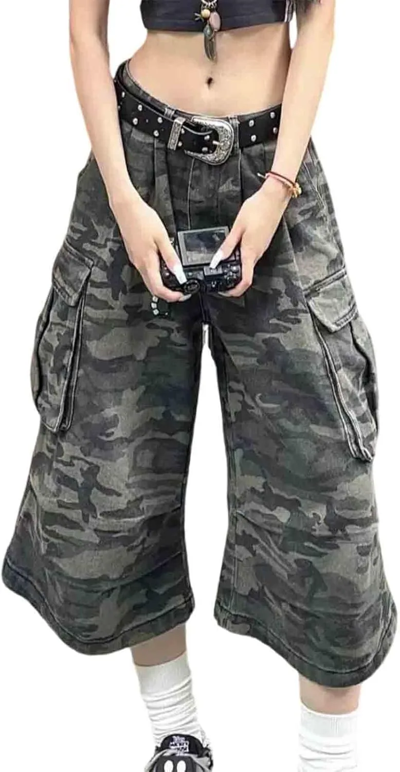 

BXCNCKD Женские высокие широкие штаны Camouflage