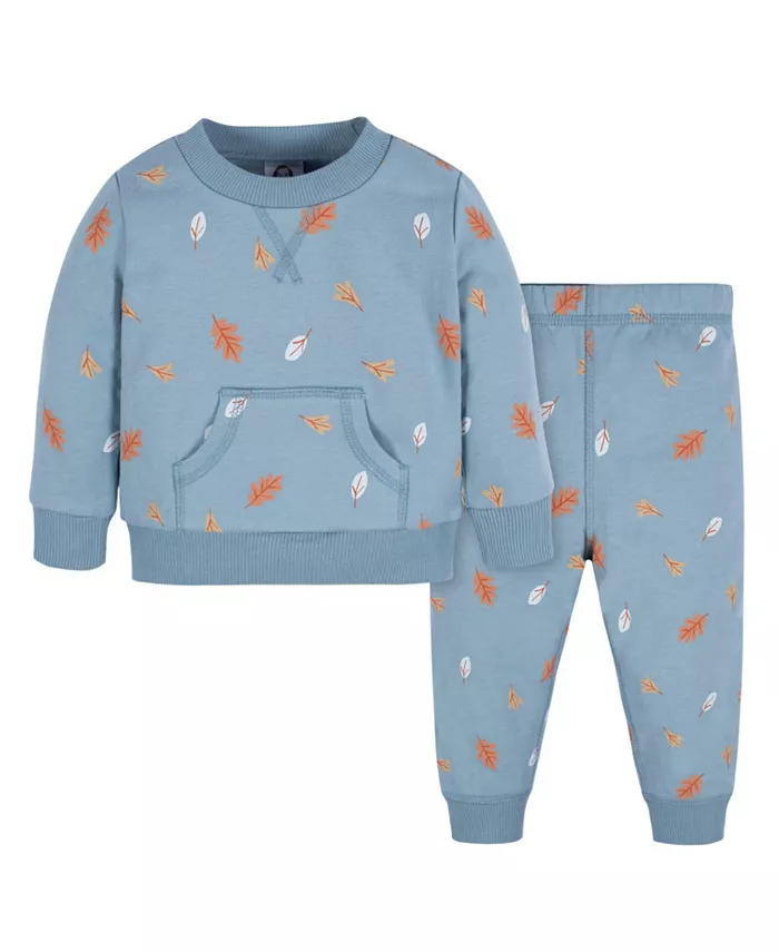 

Голубой комплект для мальчиков (толстовка и брюки) с листьями Toddler Boys Blue Leaves Gerber, синий