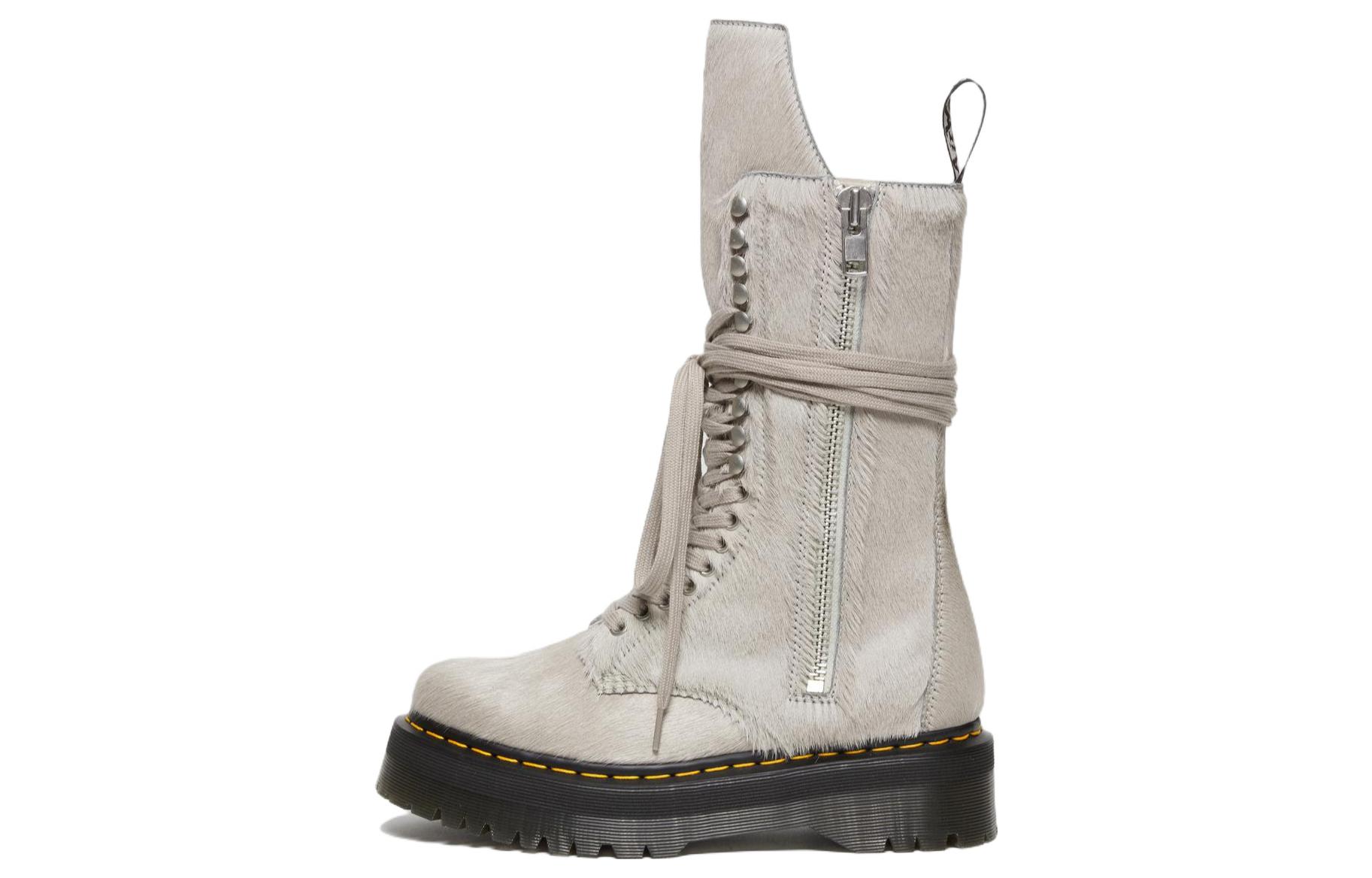Ботинки Dr. Martens 1918 Ro Hair On Lace Up Strobe на платформе длиной до икры 'Rick Owens' Dr.Martens, Taupe