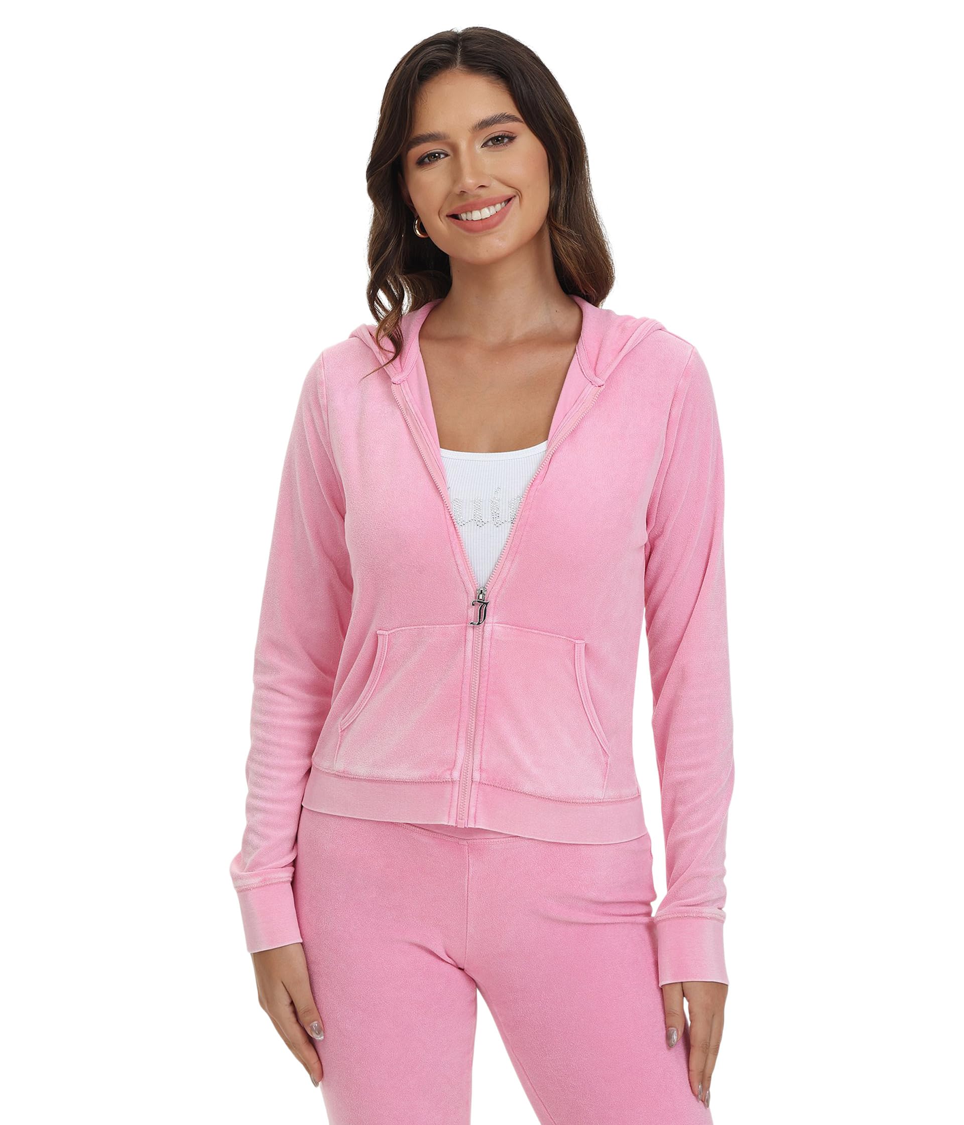 

Толстовка Juicy Couture Garment Washed Heritage Kangaroo Pocket Track, Hot Hot