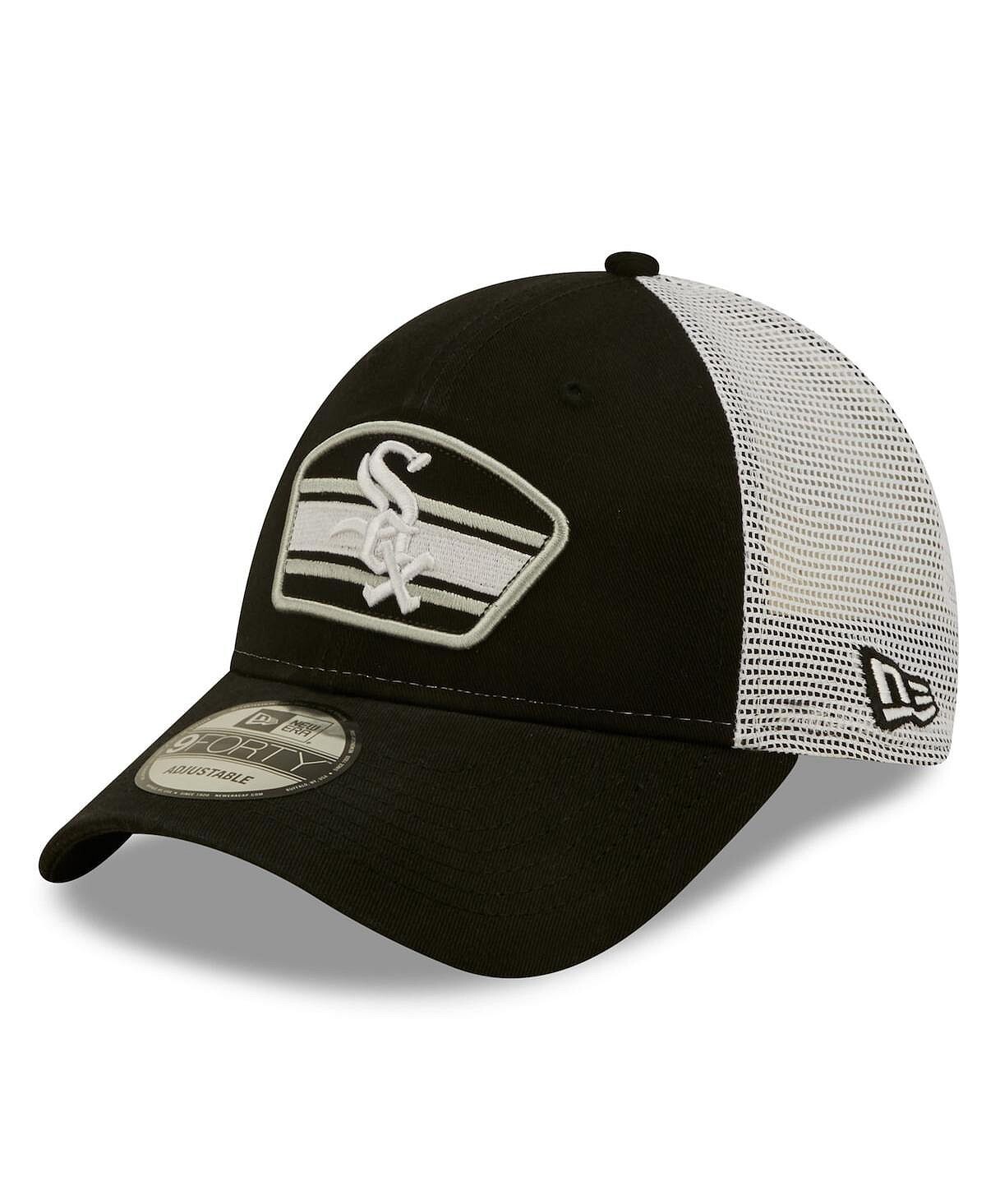 

Мужская черно-белая кепка Chicago White Sox с логотипом 9FORTY Trucker Snapback New Era