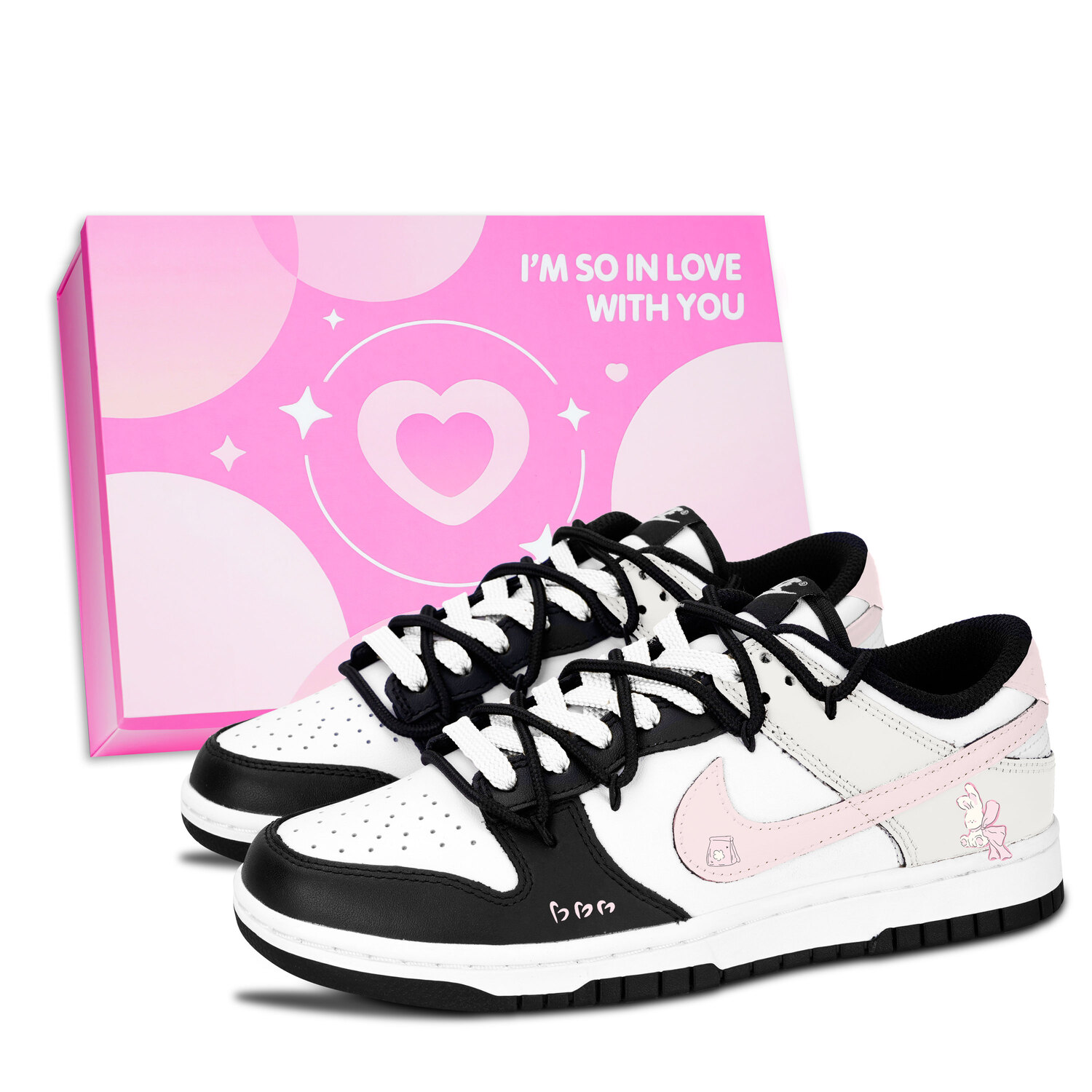 

Dunk Black White, Rabbit милые устойчивые к истиранию низкие кроссовки для скейтборда Unisex Nike, розовый