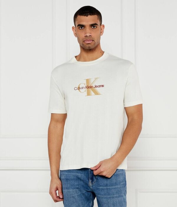 

Футболка Calvin Klein Jeans Regular Fit с логотипом, экрю