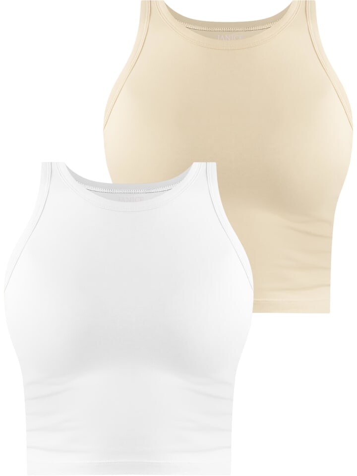 

Топ Janice 2 x Damen crop hochgeschlossen Niah, цвет beige/weiß
