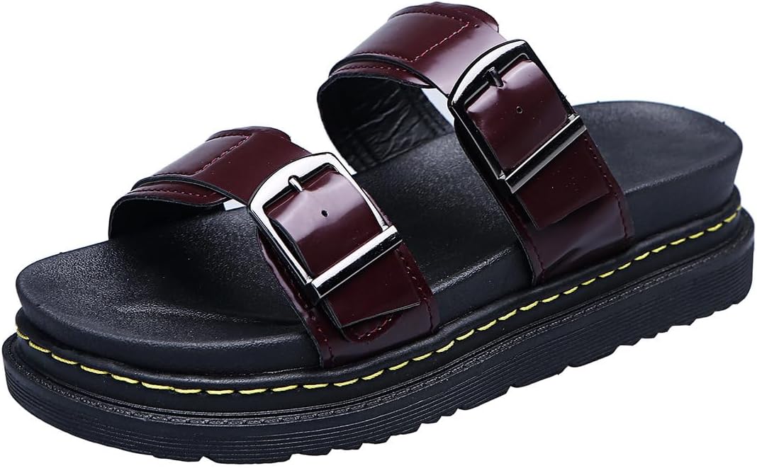 

Женские модные сандалии из однотонной искусственной кожи, платформенные шлепанцы с двумя ремешками, повседневные удобные тапочки на лето, легкая дышащая обувь для ежедневной носки, женские сандалии 2025 Lokolucx, красный